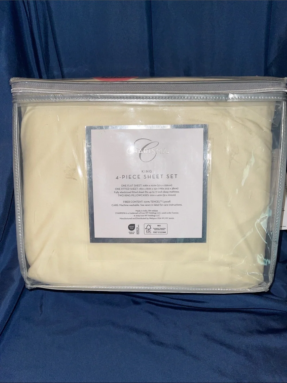 Charisma King 4-Piece Sheet Set with Tencel Lyocell- Ivory Cream